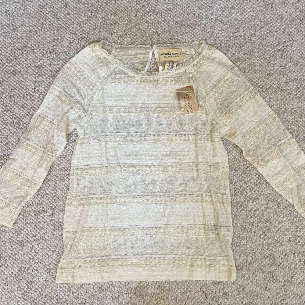 Brand New with Tags Ralph Lauren Denim & Supply Cream Lace Top Size Small